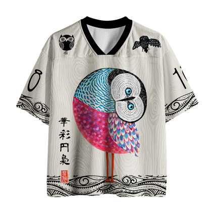 Tokyo-Tiger Vibrant Circular Owl Mesh Jersey