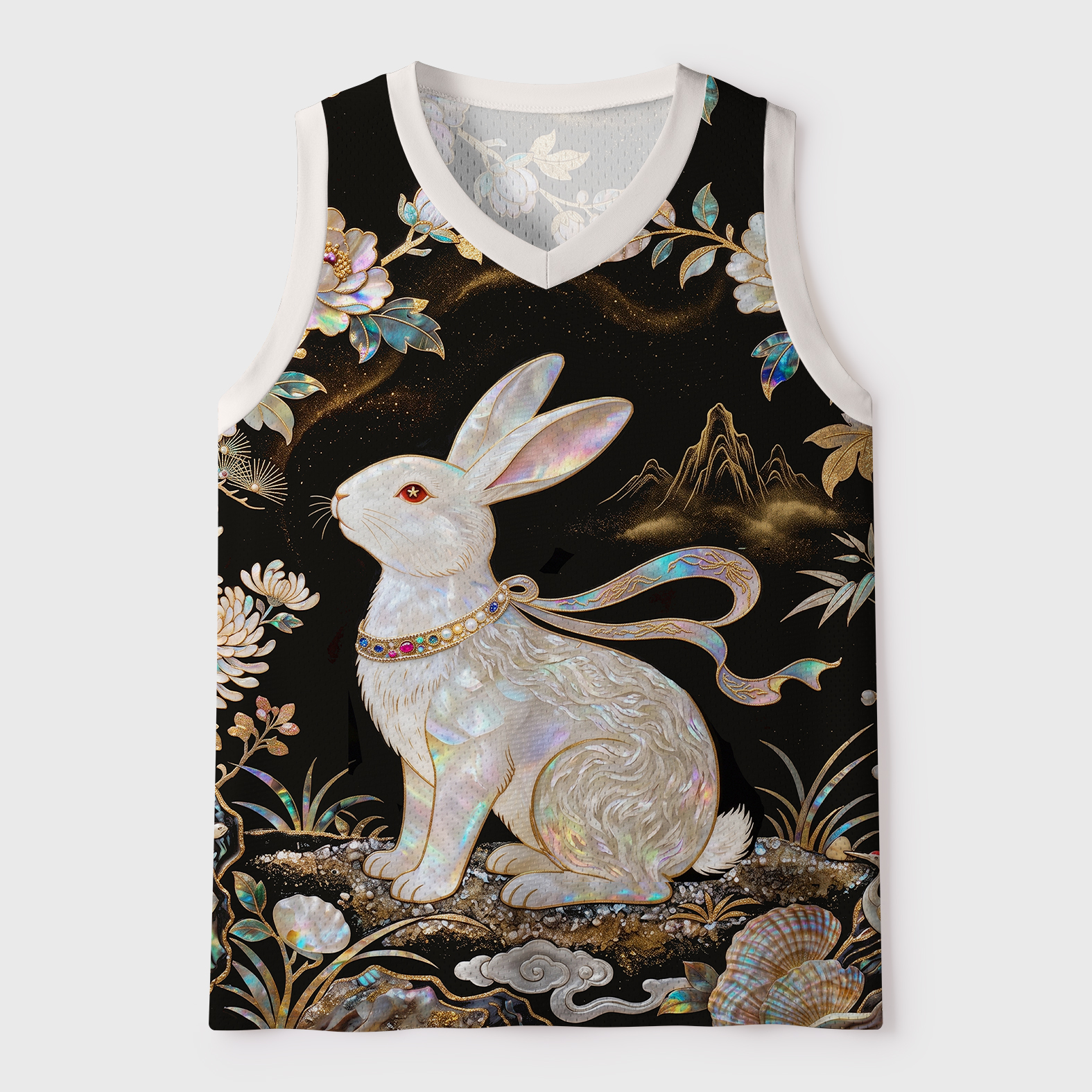 Tokyo-Tiger Sleepless Floral Bunny Mesh Tank Top