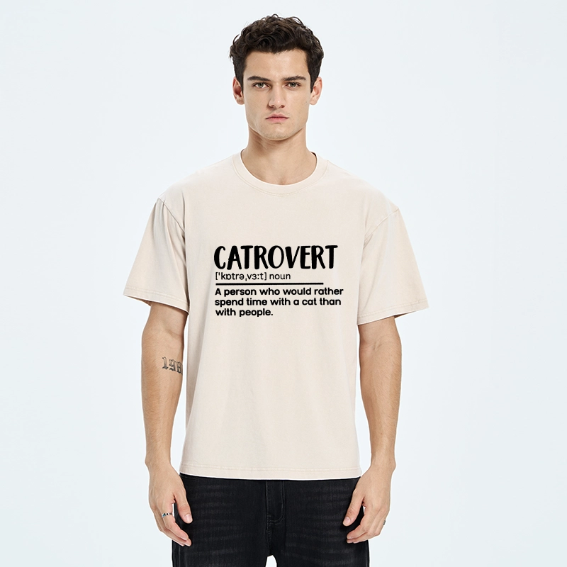 Tokyo-Tiger Catrovert Love Cats Not People Washed T-Shirt