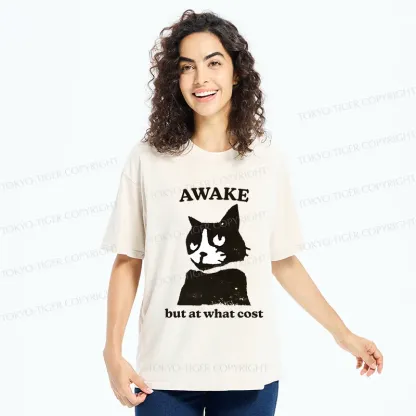 Tokyo-Tiger Awake But At What Cost Cat Washed T-Shirt