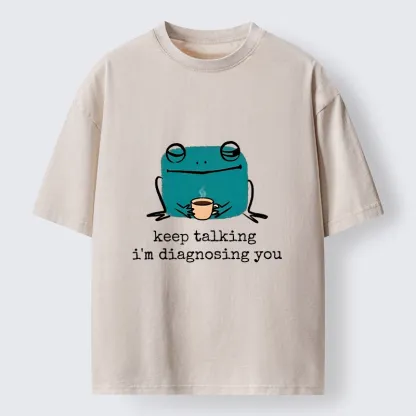 Tokyo‑Tiger Diagnosing Frog Meme Washed T‑Shirt