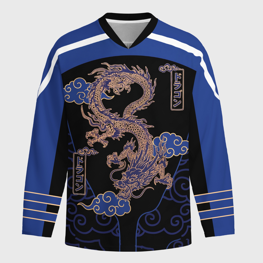 Tokyo-Tiger Oriental Cloud Dragon Long-Sleeve Hockey Jersey