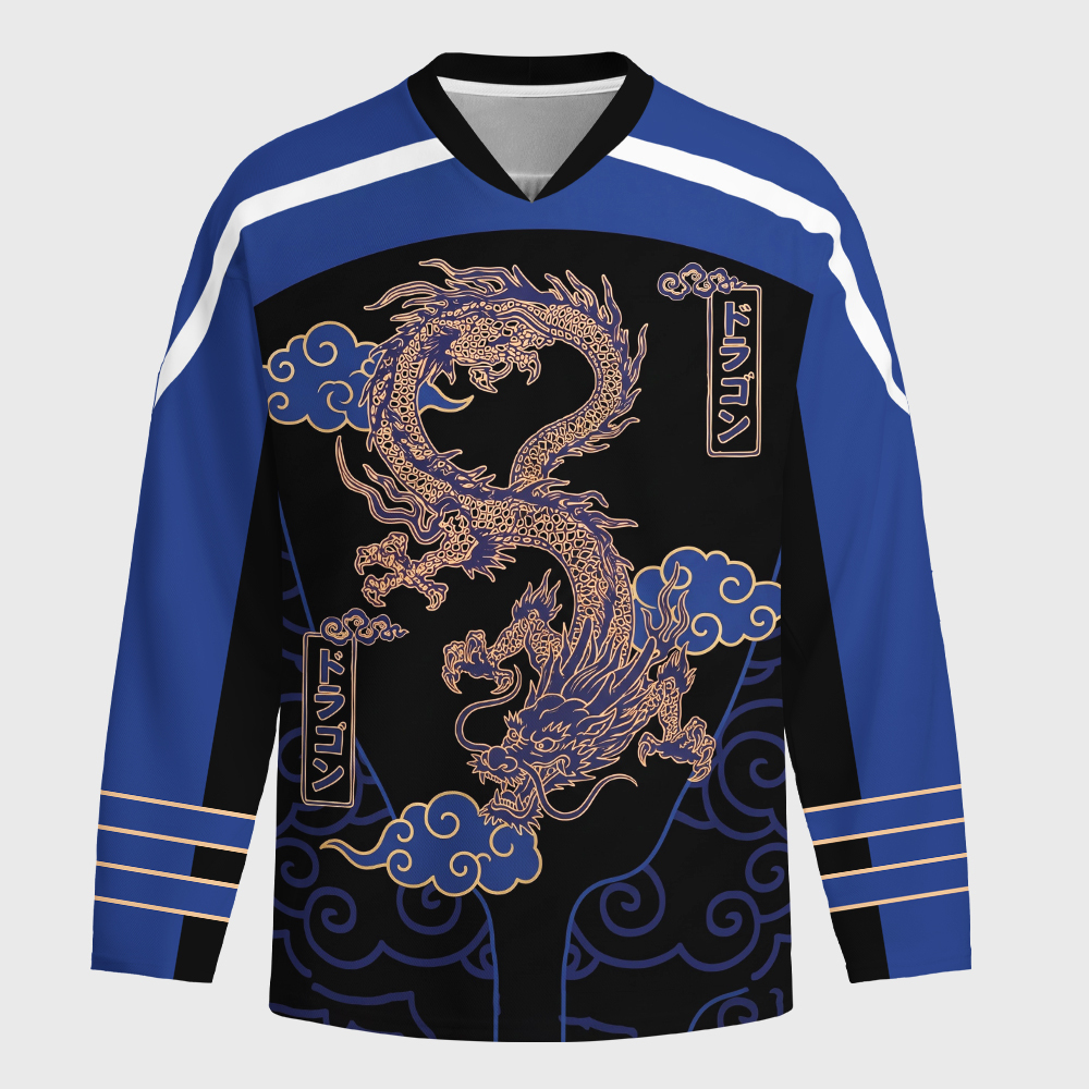 Tokyo-Tiger Oriental Cloud Dragon Long-Sleeve Hockey Jersey