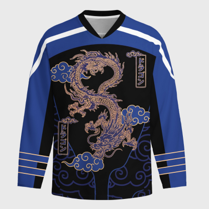 Tokyo-Tiger Oriental Cloud Dragon Long-Sleeve Hockey Jersey