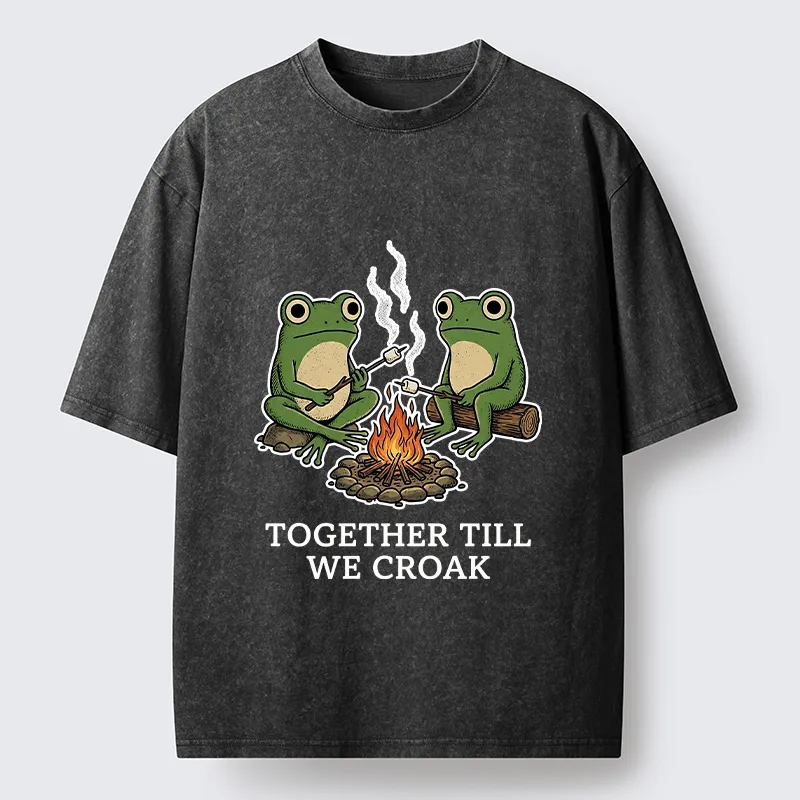 Tokyo-Tiger Camping Frog Friends Funny Meme Washed T-Shirt