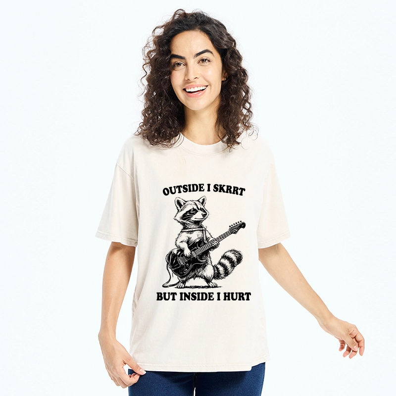 Tokyo‑Tiger Funny Rock Raccoon Washed T‑Shirt