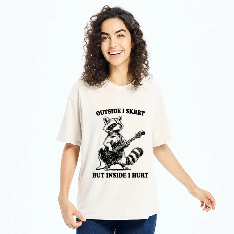Tokyo‑Tiger Funny Rock Raccoon Washed T‑Shirt