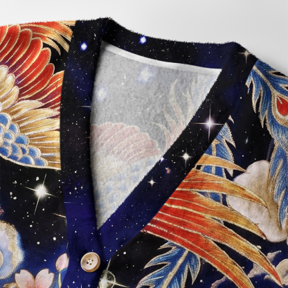 Tokyo-Tiger Dragon Phoenix Starry Ugly Cardigan Sweater