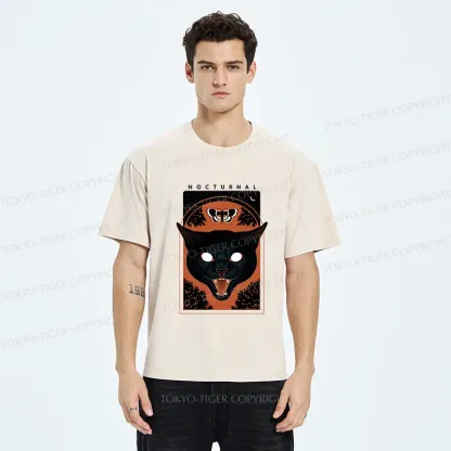 Tokyo-Tiger Scary Black Cat Washed T-Shirt