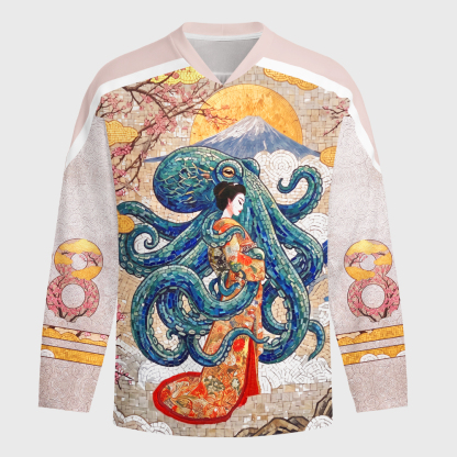 Tokyo-Tiger Octopus And The Kimono Long-Sleeve Hockey Jersey