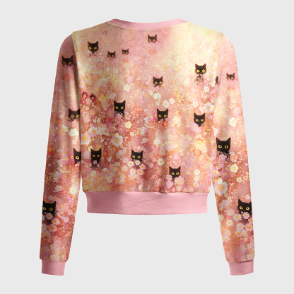 Tokyo-Tiger Black Cats Among Pink Blooms Women's Lightweight Cardigan