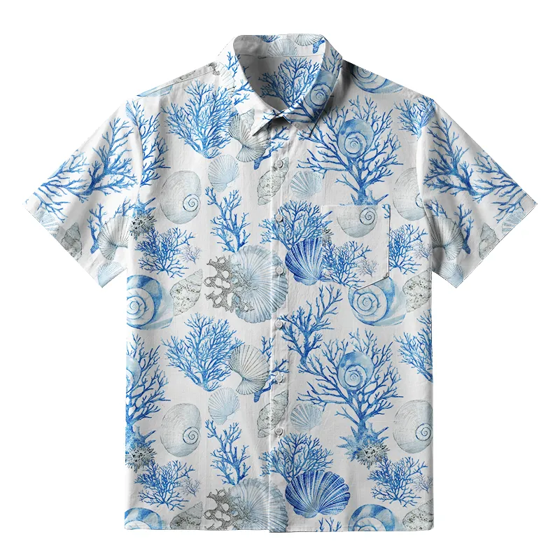 Tokyo-Tiger Shell And Coral Button-up Shirt