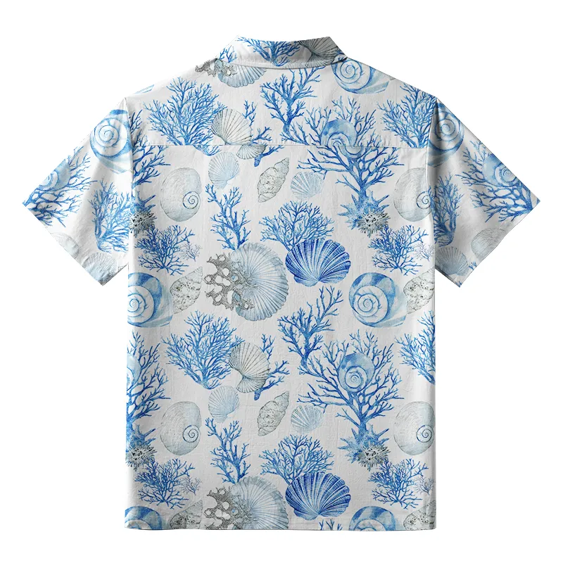 Tokyo-Tiger Shell And Coral Button-up Shirt