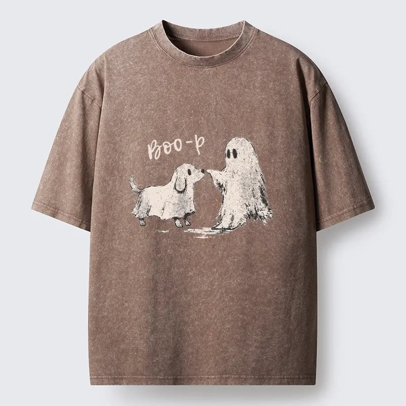Tokyo-Tiger Funny Ghost Puppy Boo Washed T-Shirt