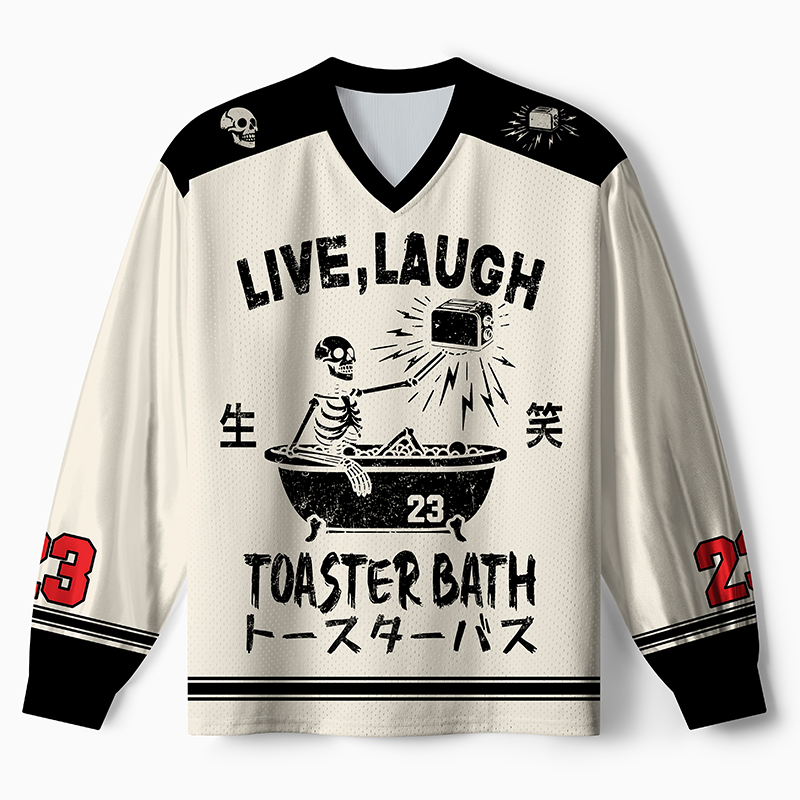 Tokyo-Tiger Funny Electric Shock Skeleton Paneled Long Sleeve Jersey