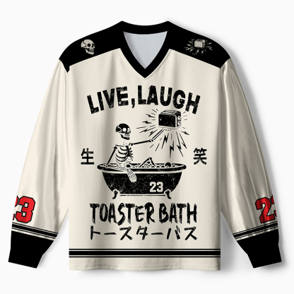 Tokyo-Tiger Funny Electric Shock Skeleton Paneled Long Sleeve Jersey