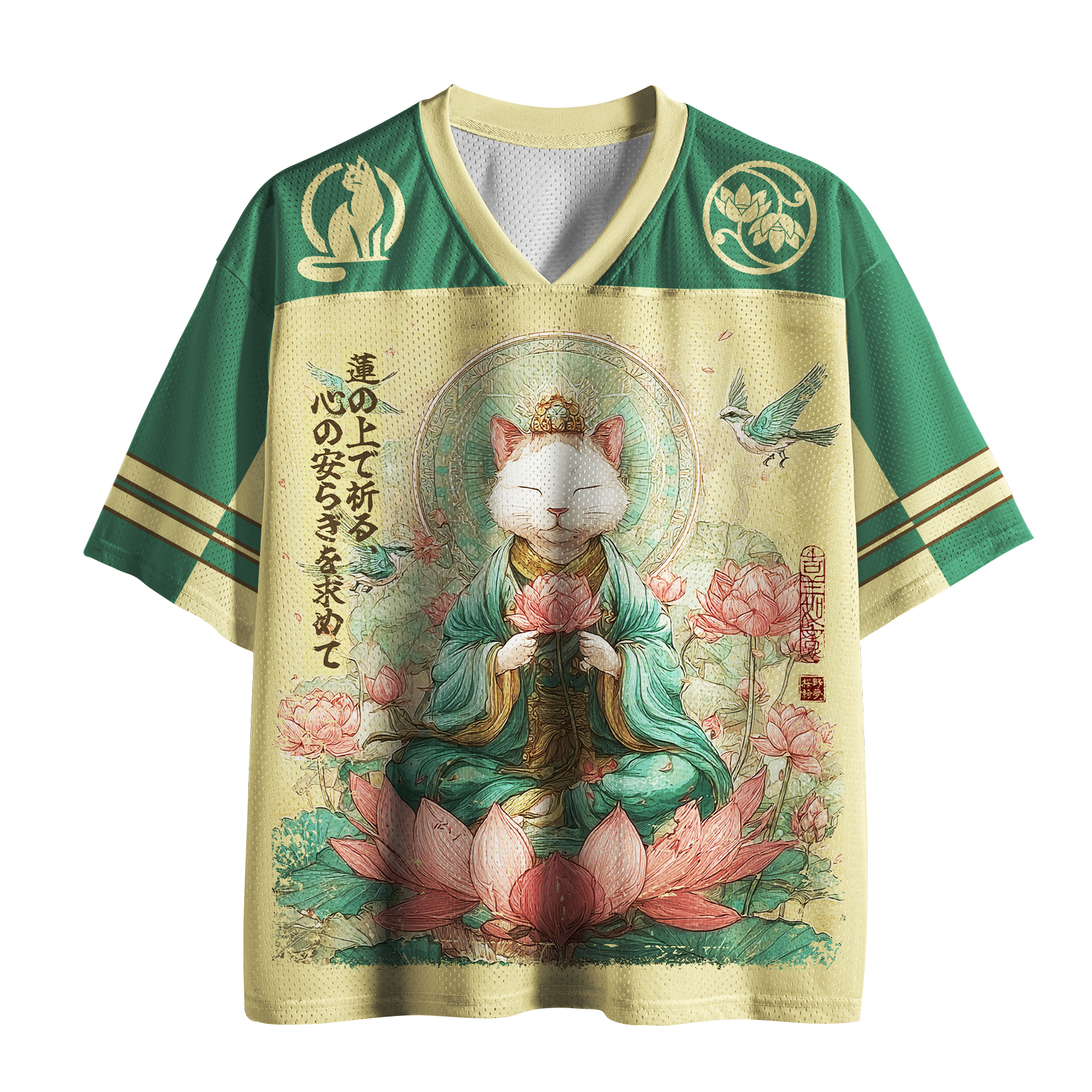 Tokyo-Tiger Zen Cat: Lotus Serenity Mesh Jersey