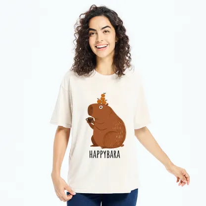 Tokyo-Tiger Cute Capybara Drinking Coffee Washed T-Shirt