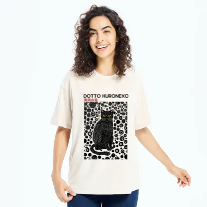 Tokyo-Tiger Polka Dot Art Cat Washed T-Shirt