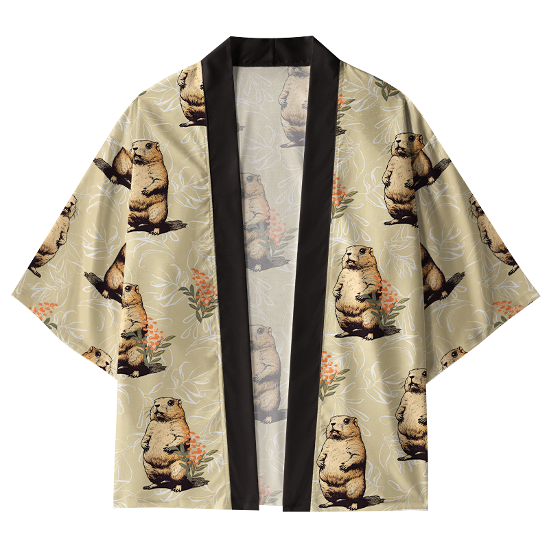 Tokyo-Tiger Cute Groundhog Kimono Cardigan