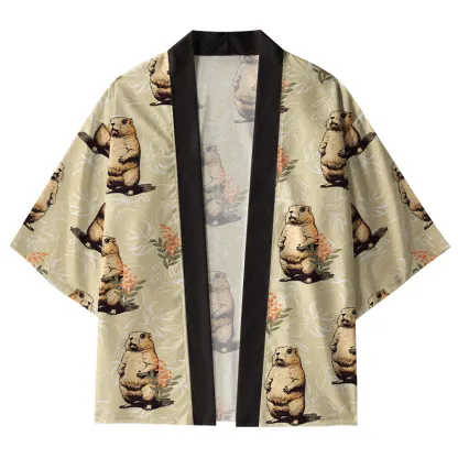 Tokyo-Tiger Cute Groundhog Kimono Cardigan
