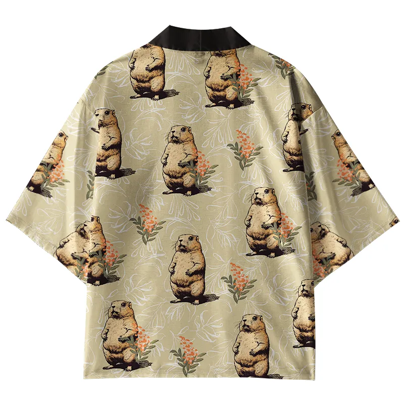 Tokyo-Tiger Cute Groundhog Kimono Cardigan