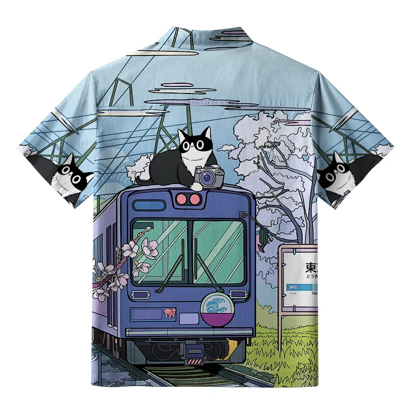 Tokyo-Tiger Black Cat On The Train Aloha Hawaiian Shirt