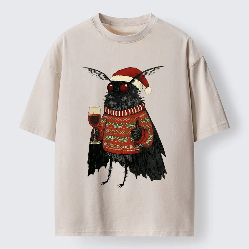 Tokyo‑Tiger Christmas Mothman Wine Time Washed T‑Shirt Sale