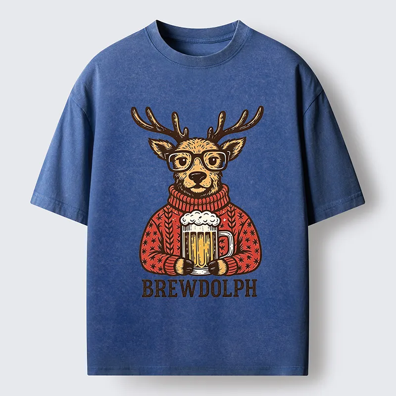 Tokyo-Tiger Christmas Beer Reindeer Meme Washed T-Shirt