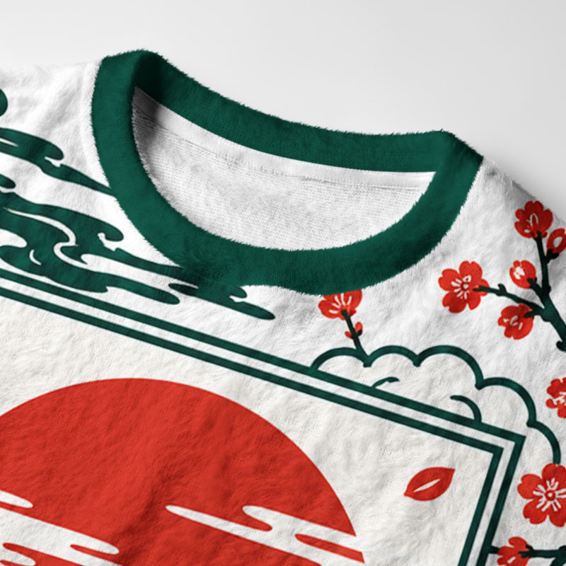 Tokyo-Tiger Classic Japan Scenery Fuzzy Christmas Ugly Sweatshirt