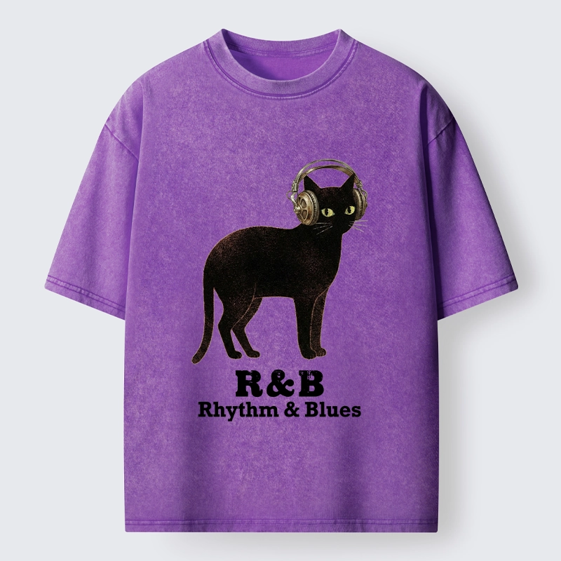Tokyo‑Tiger Cat Headphone Groove Washed T-Shirt