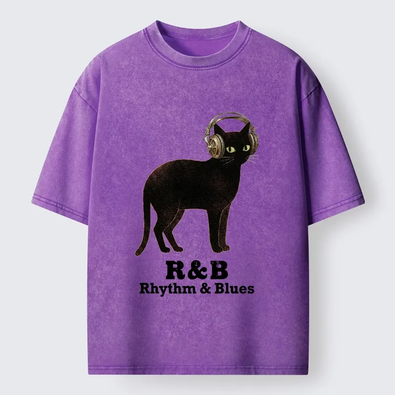 Tokyo‑Tiger Cat Headphone Groove Washed T-Shirt