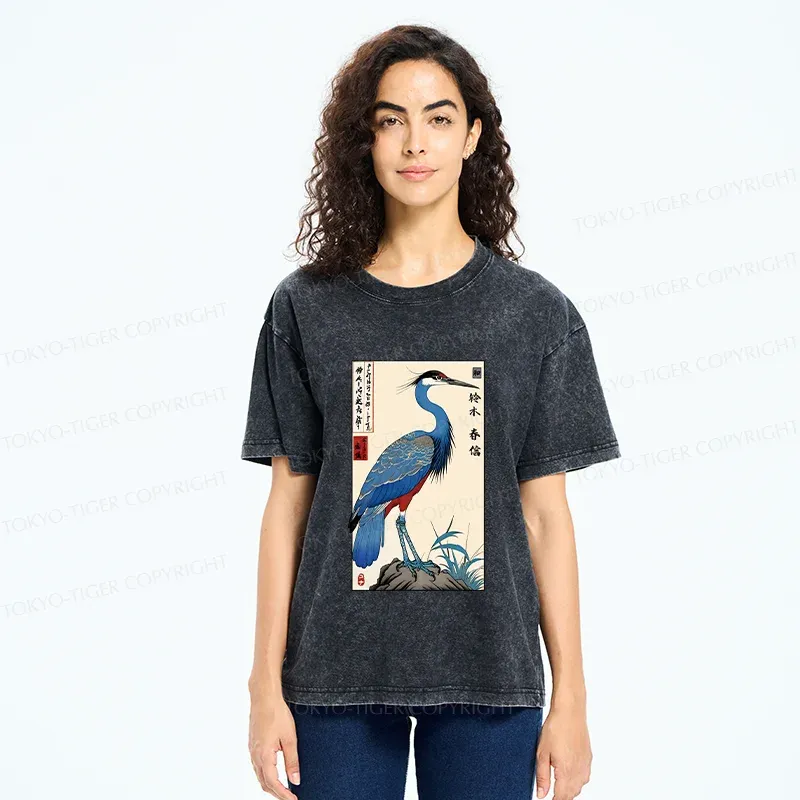 Tokyo-Tiger Colorful Crane Washed T-Shirt
