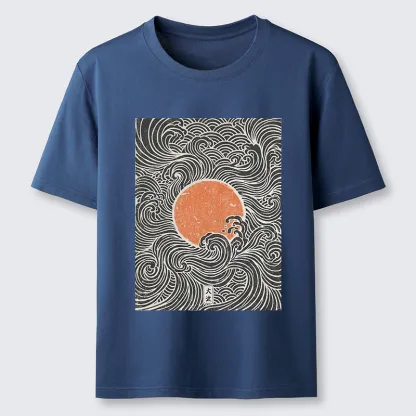 Tokyo-Tiger Ukiyo-e Sun And Waves Classic T-Shirt