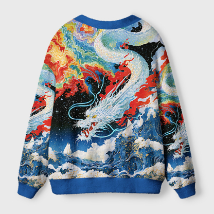 Tokyo-Tiger Celestial Sea Dragon Ugly Cardigan Sweater