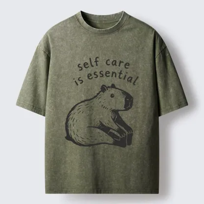 Tokyo‑Tiger Chill Capybara Meme Washed T‑Shirt