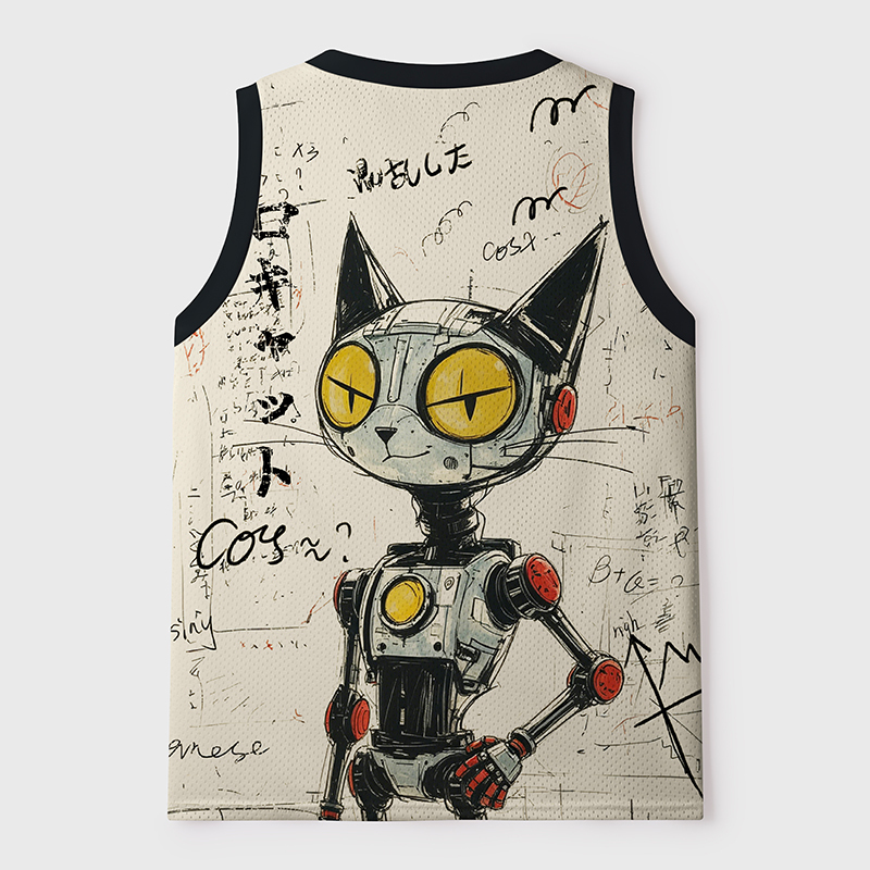 Tokyo-Tiger Robot Cat Mesh Tank Top