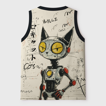 Tokyo-Tiger Robot Cat Mesh Tank Top
