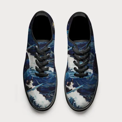 Tokyo-Tiger The Great Wave Off Cat Canvas Shoes