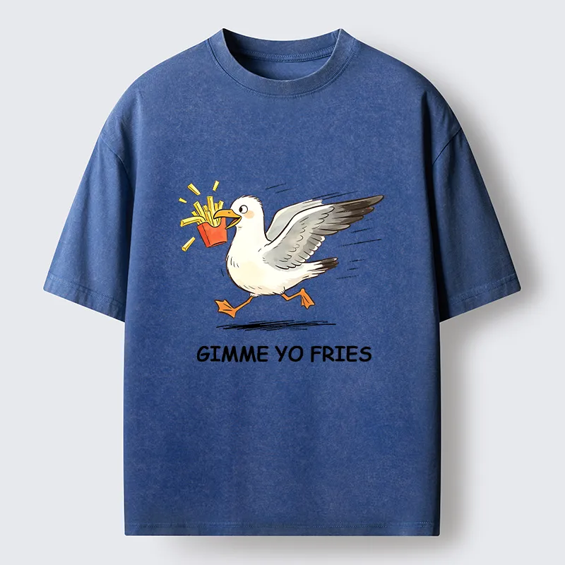 Tokyo-Tiger Funny Seagull Fries Meme Washed T-Shirt