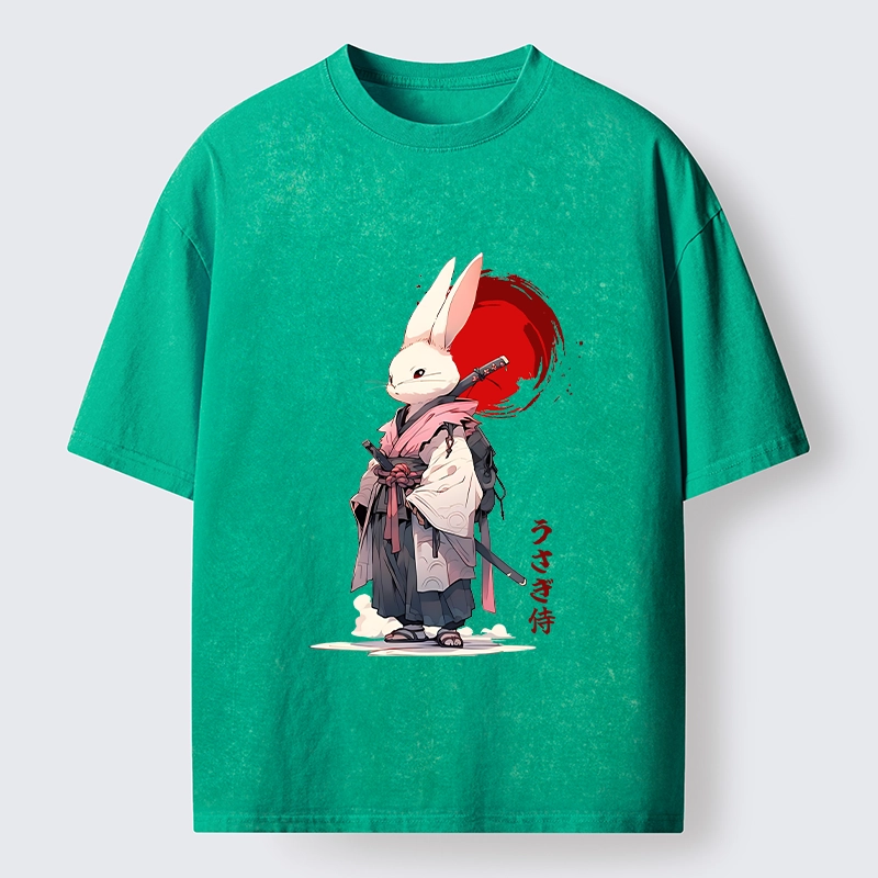Tokyo‑Tiger Samurai Rabbit Washed T‑Shirt