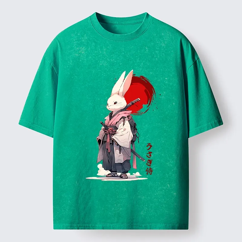 Tokyo‑Tiger Samurai Rabbit Washed T‑Shirt