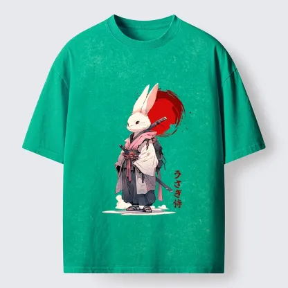Tokyo‑Tiger Samurai Rabbit Washed T‑Shirt