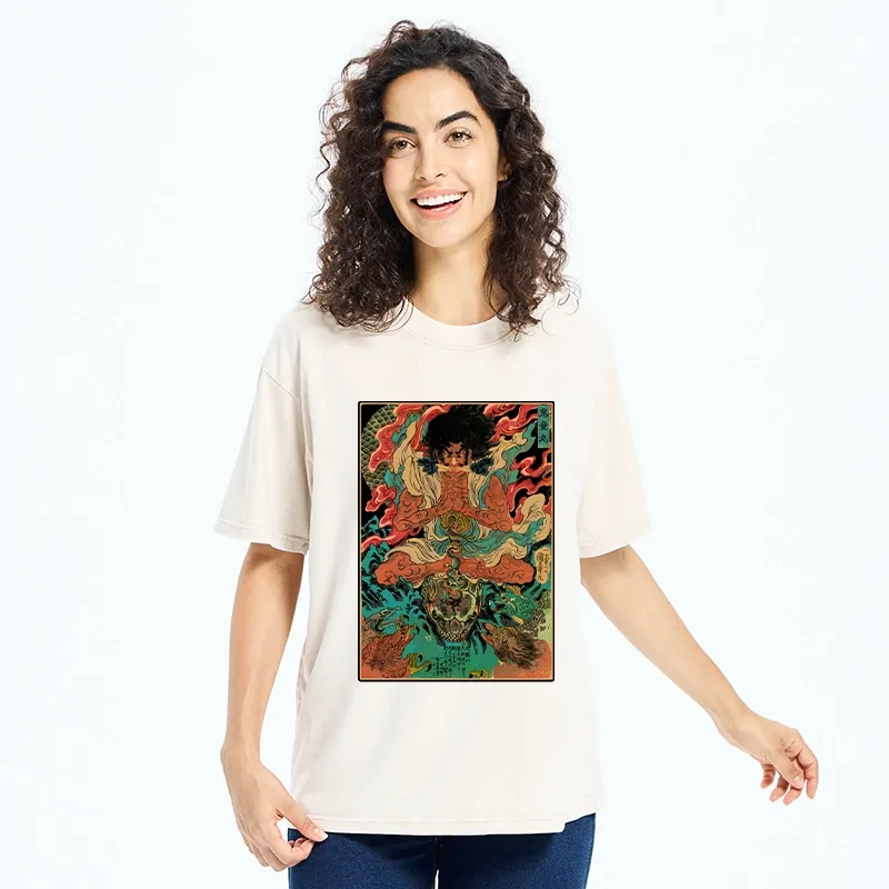 Tokyo-Tiger Classic Japanese Oni Painting Washed T-Shirt