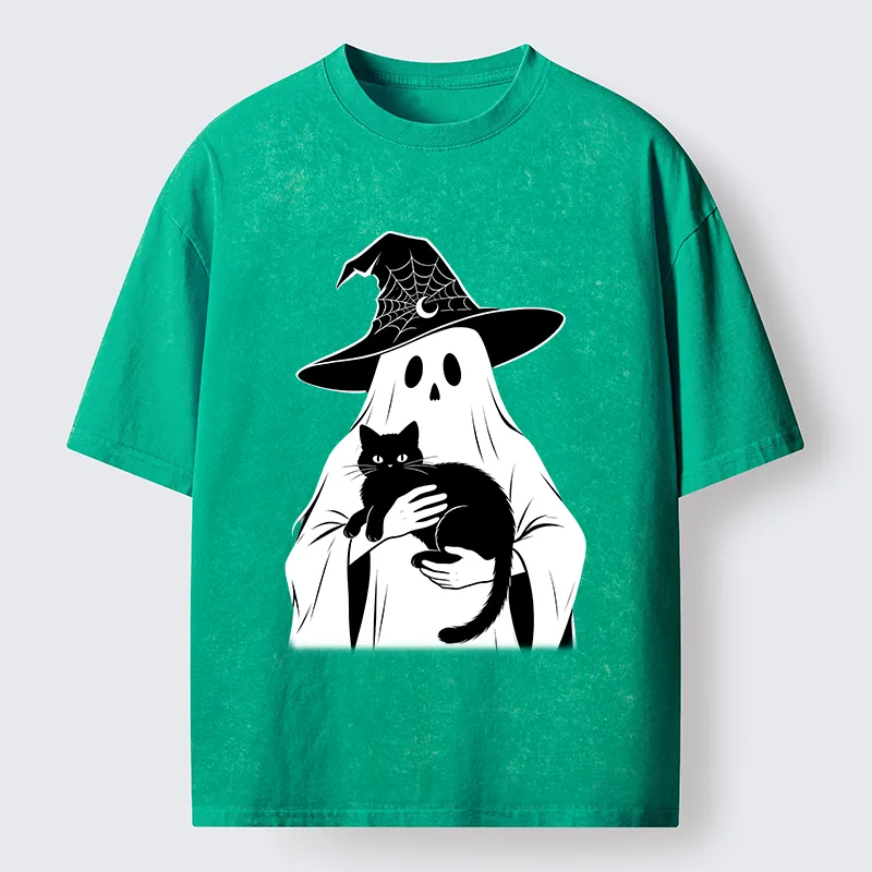 Tokyo-Tiger Ghost Cat Buddy Washed T-Shirt
