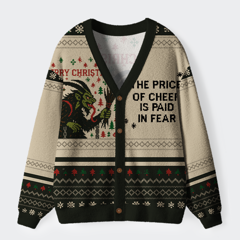 Tokyo-Tiger Krampus：The Price Of Cheer Is Paid In Fear Ugly Cardigan Sweater