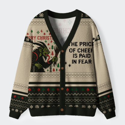 Tokyo-Tiger Krampus：The Price Of Cheer Is Paid In Fear Ugly Cardigan Sweater