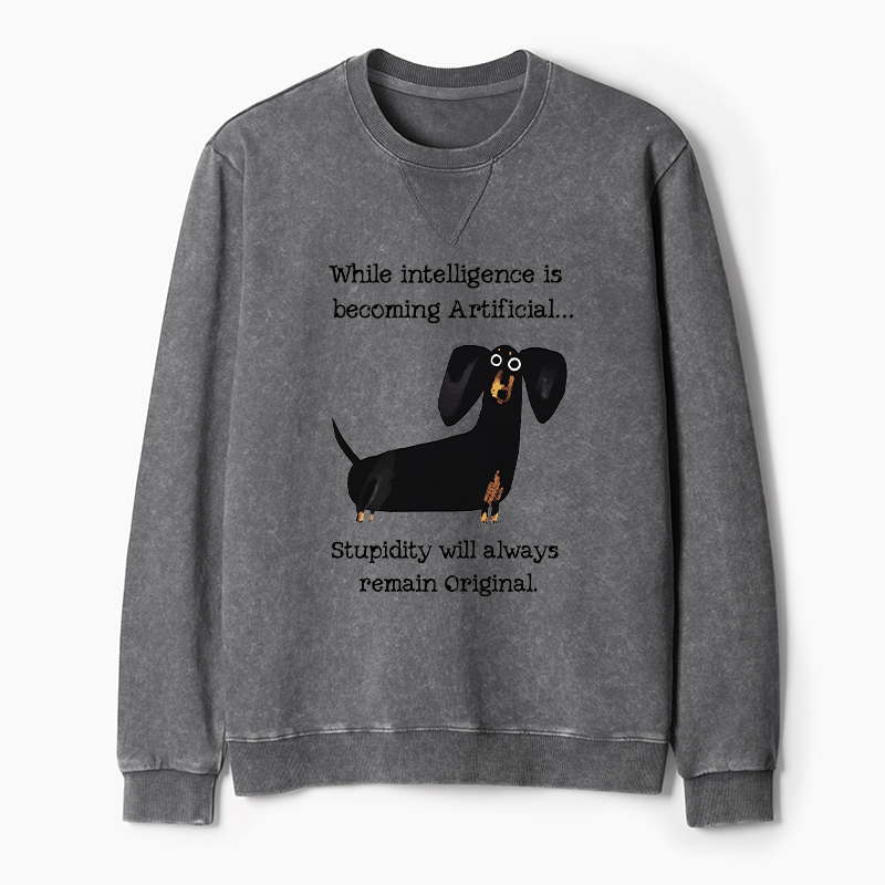 Tokyo-Tiger Dachshund Real Humor Funny Meme Washed Terry Sweatshirt