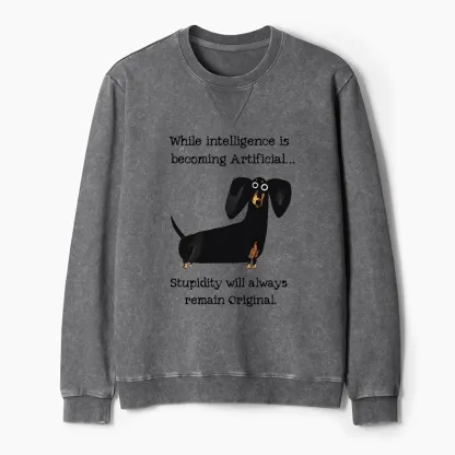 Tokyo-Tiger Dachshund Real Humor Funny Meme Washed Terry Sweatshirt