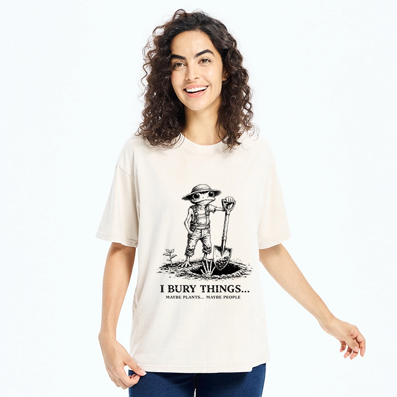 Tokyo-Tiger Frog Bury Things Funny Meme Washed T-Shirt